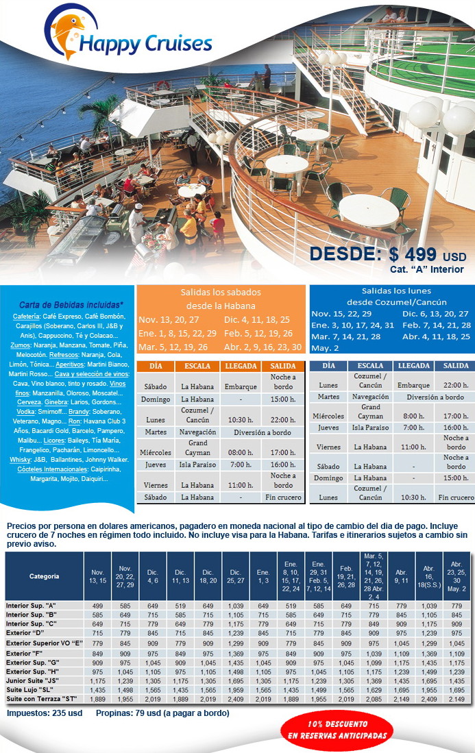 Crucero a Cuba en español Caribe sin visa promocion fin de año Crystal  Cruises