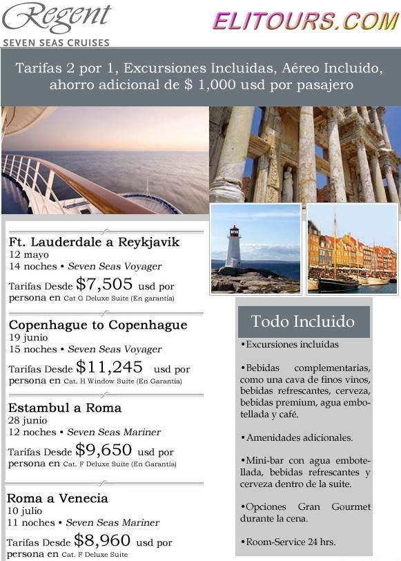 cruceros regent precios junio